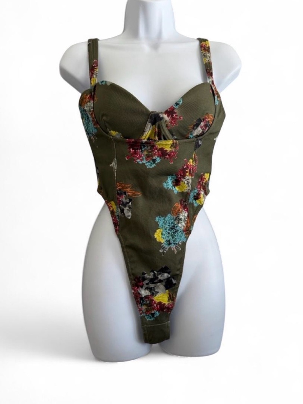 IVY PARK  Adidas Olive Green Floral Bodysuit